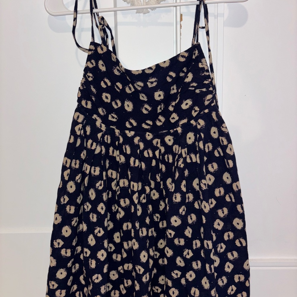 Free People Black and Cream Floral Mini Dress